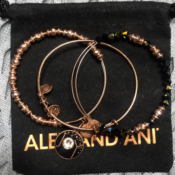 Rose Gold and Black Joy Alex and Ani Bracelet - Picture 1 of 4